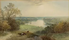 LANDSCAPE WITH THE RIVER THAMES by Cornelius Pearson, watercolor on paper, sold Sep 2023