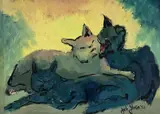 Untitled by Jack E Johnson, Oil on board, sold Mar 2024