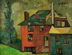 Layercake House by Jack E Johnson, Oil on canvas, sold Mar 2024