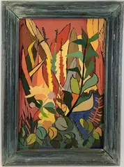Garden by Jack E Johnson, Oil on board, sold Mar 2024