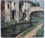 Canal at New Hope by Della J. Barber, Oil on canvas, sold May 2024