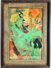 Tropical Flowers by Elnora "Nora" Hauser, Mixed media/paper collage, sold May 2024