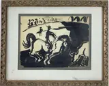 Bull Fight by Elnora "Nora" Hauser, Watercolor, sold May 2024