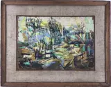 Swamp Plants by Elnora "Nora" Hauser, Oil on board, sold May 2024