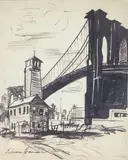 Brooklyn Bridge from Brooklyn by Elnora "Nora" Hauser, Ink, sold Jun 2024