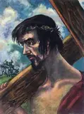 Christ by Elnora "Nora" Hauser, Oil on board, sold Jun 2024