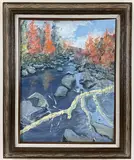 Peshekee River, Michigan by Leonard Dimmick, Oil on board, sold Jul 2024