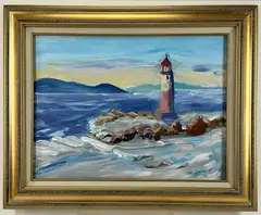 Land's End by Leonard Dimmick, Oil on canvas, sold Jul 2024