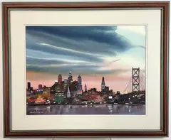 City at Dusk by Howard Noel Watson, Watercolor, sold Jul 2024