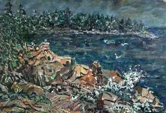 Mt Desert Island by Shirley Edith Moskowitz, Gouache, sold Jul 2024