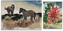 Untitled by Nora Hauser, Watercolors on paper (2) includes, sold Jul 2024