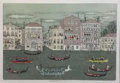 Venezia, Regata Storica by Cuca Romley, Engraving, sold Aug 2024