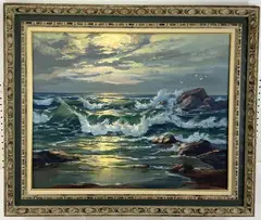 Untitled by Ceslovas Janusas, Oil on board, sold Aug 2024