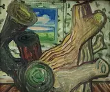 Untitled by Nora Hauser, Oil on board, sold Aug 2024