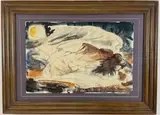 Woman in the Ocean Wave by Nora Hauser, Watercolor, sold Aug 2024