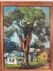 Untitled by Nora Hauser, Oil on board, sold Aug 2024