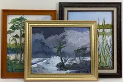 Untitled by Leonard Dimmick, Oil on board, sold Aug 2024