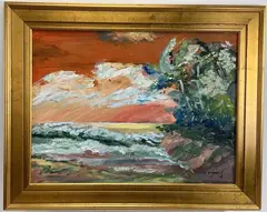 Untitled by Leonard Dimmick, Oil on board, sold Aug 2024