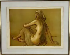 Sitting Nude by Robert Brackman, Lithograph, sold Aug 2024