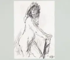 Nude Young Woman by Robert Philipp, Charcoal, sold Aug 2024