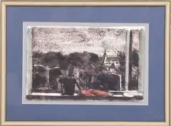 Rooftops and Harbor from Window by Sidney Goodman, Watercolor on paper, sold Sep 2024