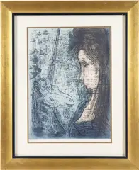 Woman with Unicorn by Étienne Ret, Lithograph, sold Sep 2024