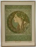 Laurel by Alphonse Mucha, Lithograph/print of Mucha's "Laurel", sold Nov 2024