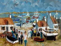 Little Harbor by Urbain Emmanuel Huchet, Oil on canvas, sold Nov 2024