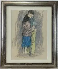 Untitled by Raphael Soyer, Mixed media/crayon on paper, sold Nov 2024