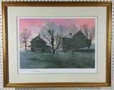 Farmstead and Outbuildings at Sunset by Peter Sculthorpe, Lithograph, sold Jan 2025