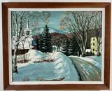 Winter in New Hampshire by Harley Lyons, Oil on board "Winter in New Hampshire", sold Jan 2025
