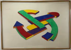 Untitled by John A. Okulick, Pencil and collage, sold Feb 2025
