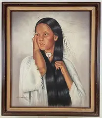 Untitled by Jacinto Placencio Roman, Oil on canvas, sold Feb 2025