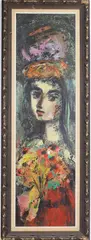 Femmes et Fleur by Étienne Ret, Oil on board, sold Feb 2025