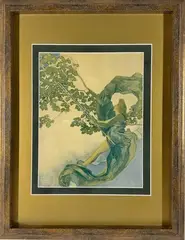 The Swing by Maxfield Parrish, Lithograph print of Parrish's "The Swing", sold May 2025