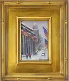 Wall Street, NY by Christopher G. Willett, Oil on board, sold Jun 2025