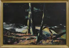 Trees by Stream by Edward Kellogg, Oil on canvas, sold Jun 2025