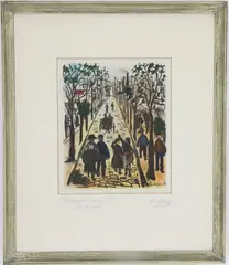 Rue de Norvins a Montmartre by Maurice Utrillo, Lithograph, sold Jun 2025