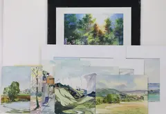 Untitled by Dwight Ashbey, Watercolor and print grouping, sold Jun 2025