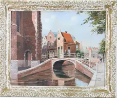 Vrouwenrecht Delft by Jacobus Lambertus Dispo, Sr., Oil on canvas, sold Jun 2025