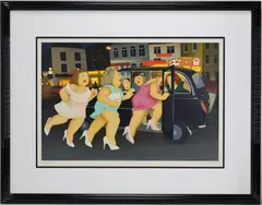 Girls in a Taxi by Beryl Cook, Lithograph, sold Aug 2025