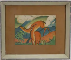 Two Deer by Franz Marc, Mixed media, sold Aug 2025