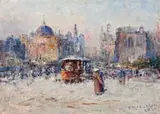 Princes Bridge by Frederick McCubbin, 1910, oil on canvas-board, sold Nov 2016