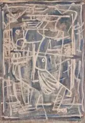 Warrior by Ian Fairweather, c.1955, gouache on cardboard, sold Nov 2016