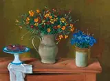 Still Life With Flowers And Plums by Margaret Olley, c.1978, oil on composition board, offered Nov 2016