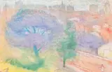 Spring Vision Northwood by Lloyd Rees, 1976, pastel and watercolour on paper, sold Nov 2016