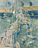 Port Said by Herbert Badham, 1954, oil on canvas board, sold Nov 2016