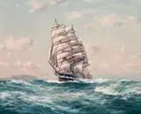 Clipper Ship, Sobraon by John Charles Allcot, oil on canvas board, sold Nov 2016