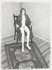 Study For The Red Carpet by John Brack, 1970, conté on paper, sold Sep 2016