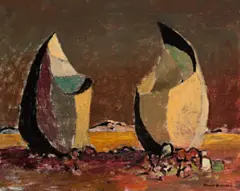 Split Rocks by Russell Drysdale, c.1952, oil on canvas, sold Sep 2016